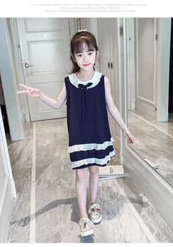 

Fashion new big children pleated skirt summer dress girls chiffon comfortable dress summer female children princess dress