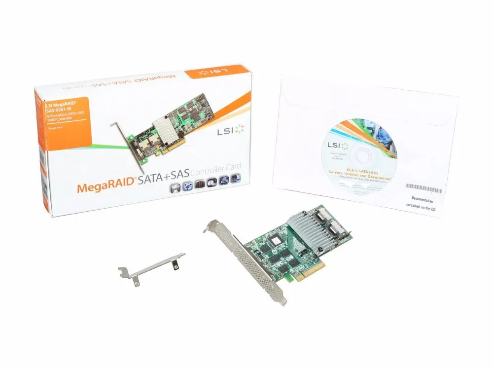 LSI MegaRAID внутренняя низкая-Мощность SATA/SAS 9261-8i 6 ГБ/сек. PCI-Express 2.0 Вт/512 МБ встроенной памяти RAID-контроллер карты, один-ava