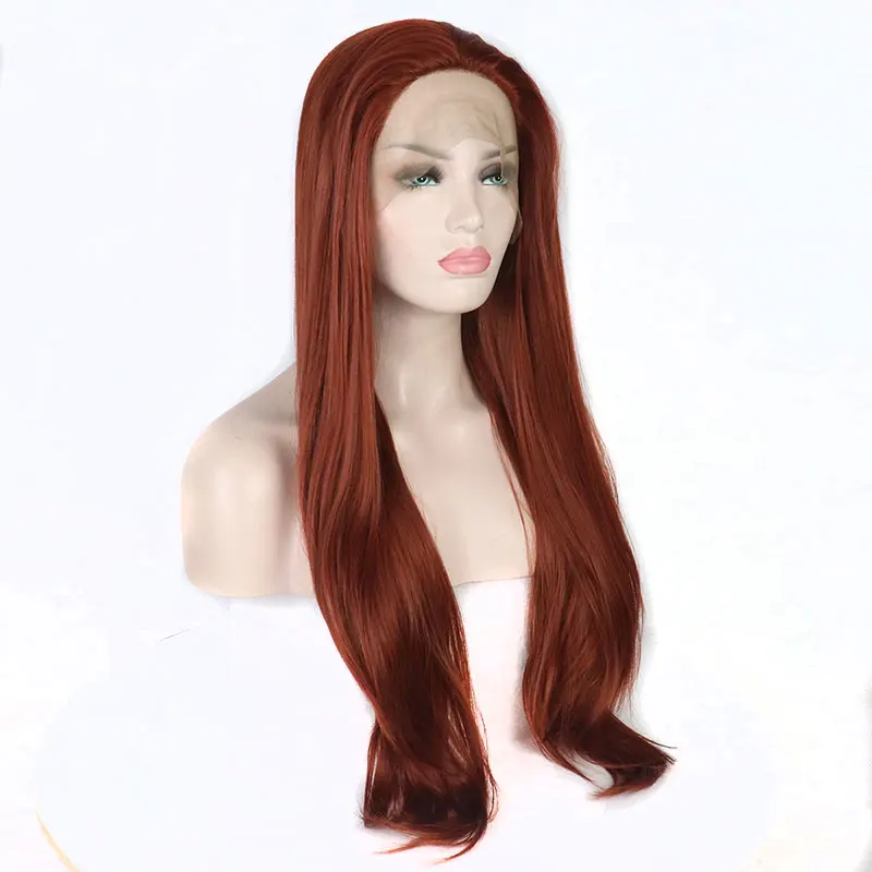 Bombshell прямые волосы медь красный/темно оранжевый парик термостойкие синтетические парики на шнурках спереди для женщин девочек натуральные волосы
