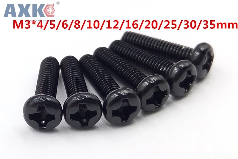 

AXK M3 Aluminum Alloy color Phillips Screws Round Head Bolts Cross Slot Screw Bolt Black