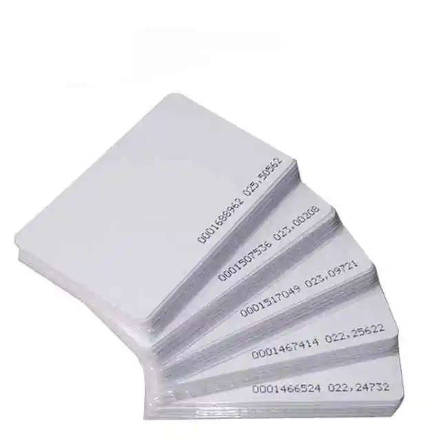 125KHZ LF GK PVC WHITE CONTACTLESS CARDS WITH ADHESIVE BACKING 