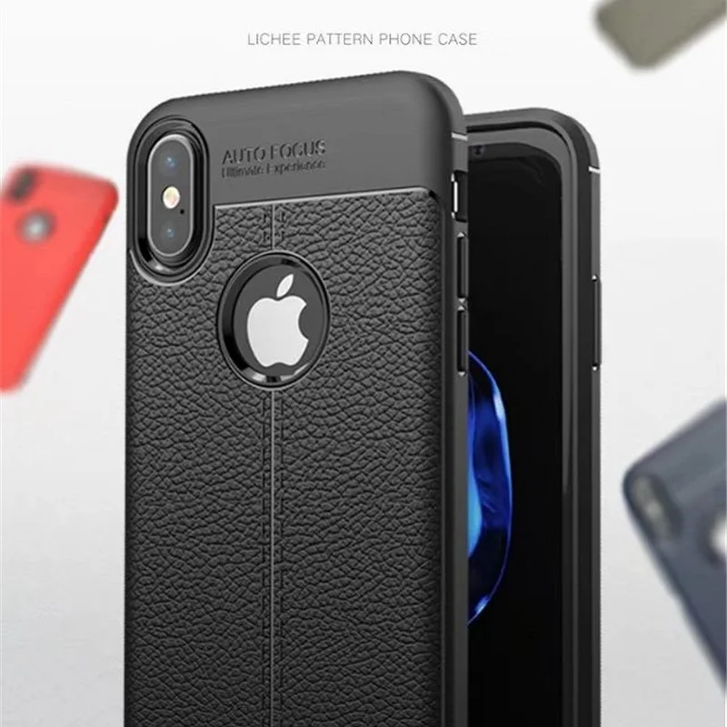 

Ultra Toughened Phone Cases For iPhone 6 6s X 7 8 Plus XS Max Cover Leather Skin Soft TPU Leather Cover For iPhone 8 7 X Case