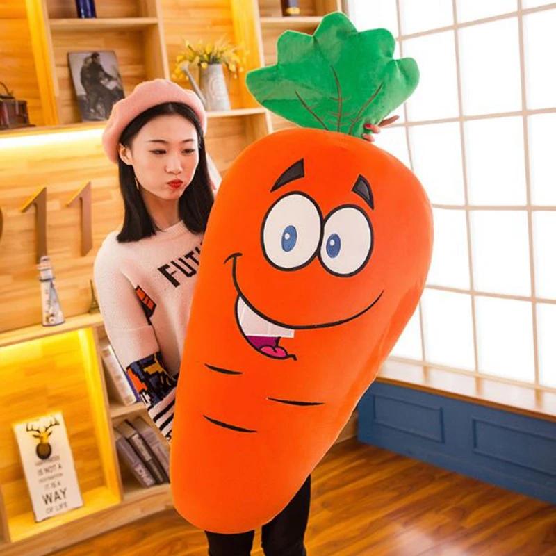Dorimytrader lovely soft cartoon carrot plush pillow stuffed anime vegetables toy doll 2 models gift for girls and boys 110cm 80cm DY61960  (6)