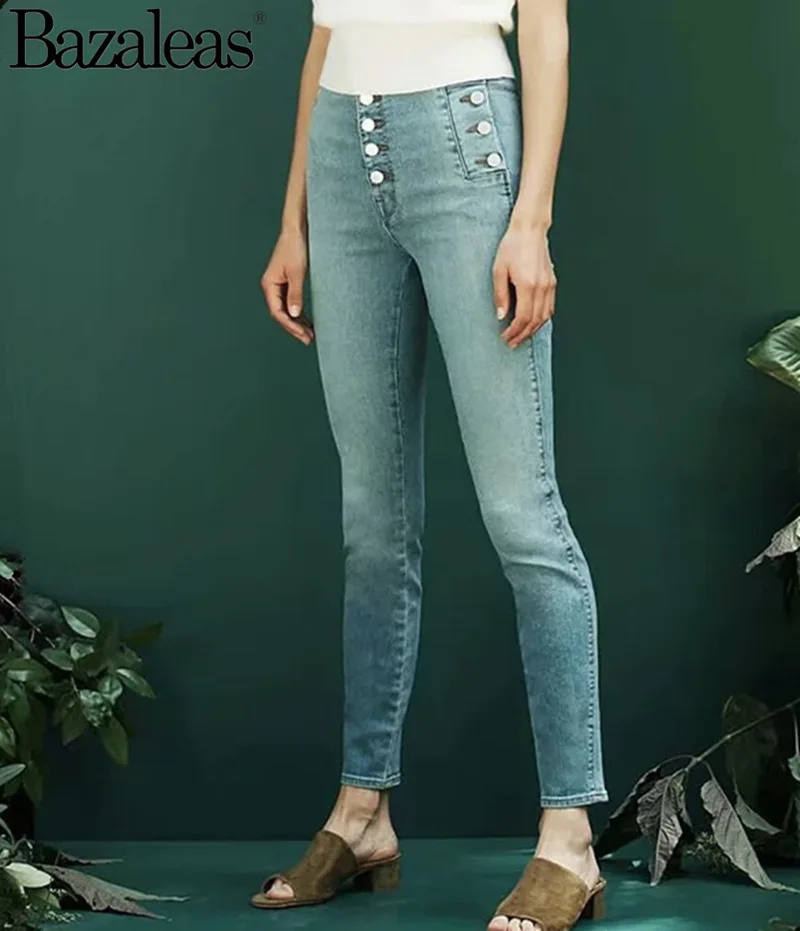 2019 Rivet Women Winter Demin Pants Pocket Pencil High Waist Trousers | Брюки