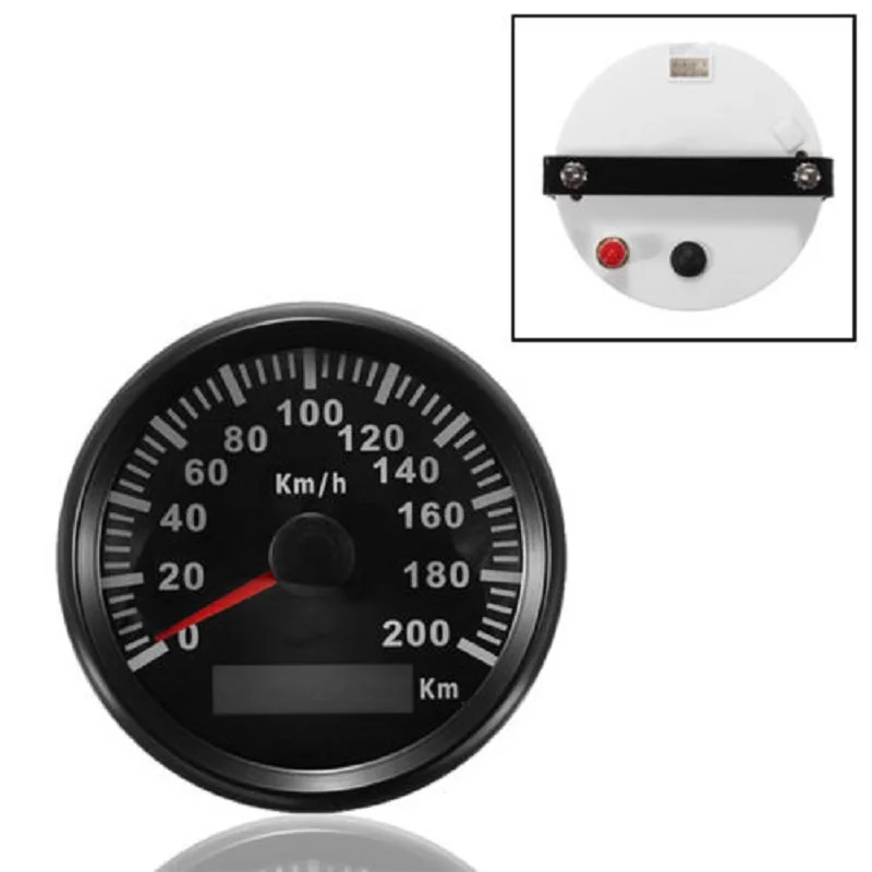 Pulse signal 200KM/H Waterproof IP67 Motorcycle Speedometer odometer Gauge Meter for Car Truck Boat 12V 24V With Red Backlight