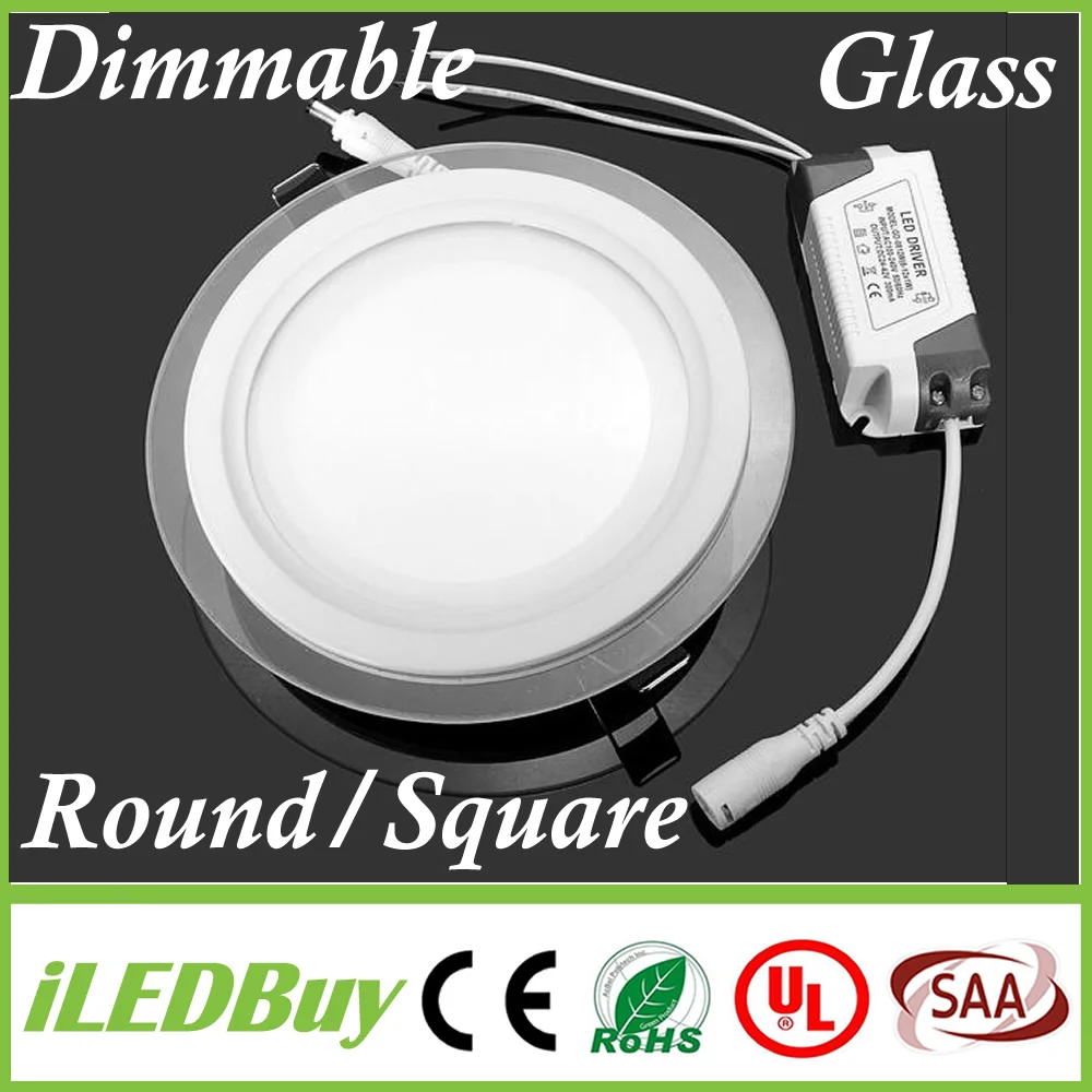 

6W 12W 18W Dimmable LED Panel Downlight Square Glass Panel Lights High Brightness Ceiling Recessed Lamps SMD5730 AC110V AC220V