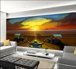 3d обои высокая-конец пользовательские Фреска нетканые Sticke творческий живопись Байкер закат ТВ диван 3D стены комната фрески обои
