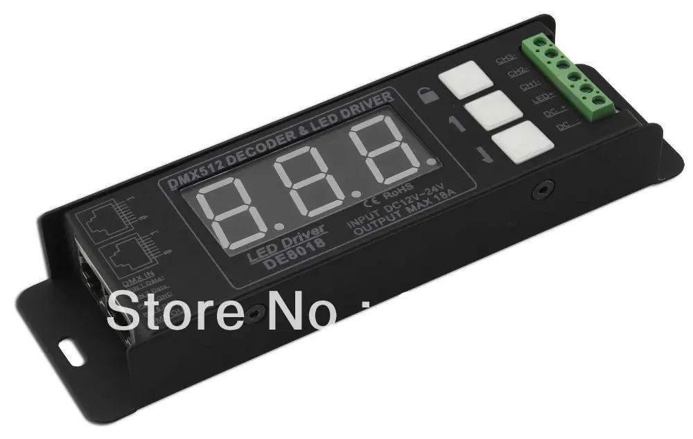 

Free shipping DMX pwm Decoder & RGB Driver 3 Channels RGB Controller DC12-24V Constant Voltage Single CH Output <6A DE8018
