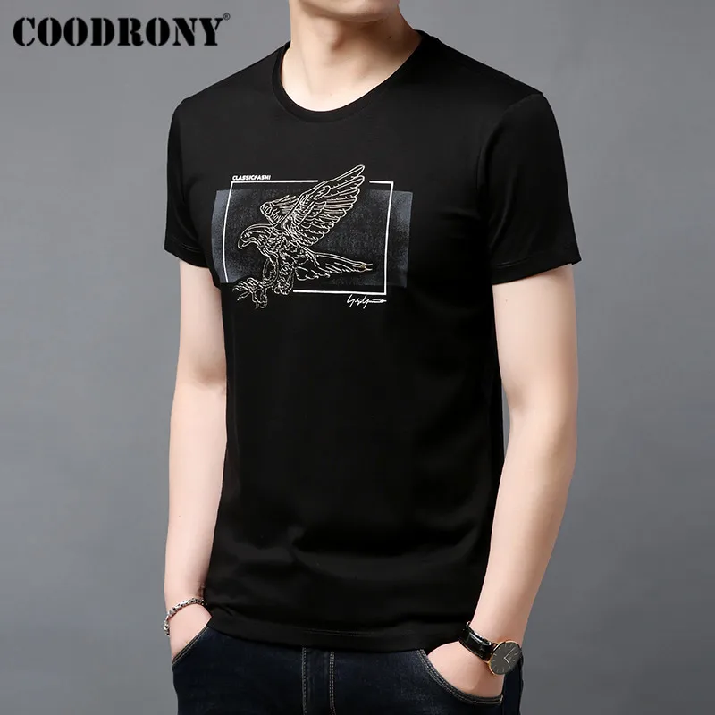 COODRONY хлопковая Футболка мужская футболка с коротким рукавом Мужская Летняя