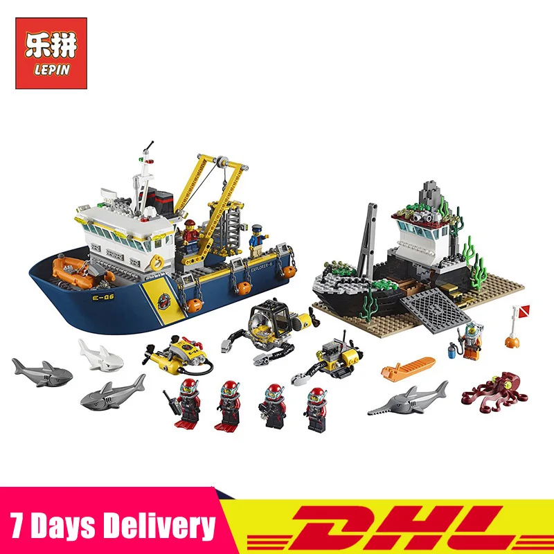 

Clone Legoingly 60095 Lepin 02012 City Deepwater Exploration Vessel Children Educational Building Blocks Bricks Toys Model