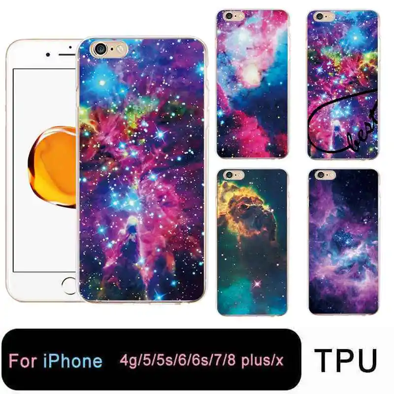 QMSWEI TPU Clear Phone Case For iPhone 6 6s 7 8plus x Soft Printed Colorful Starry Star Sky Cover Free shipping 4 5se |
