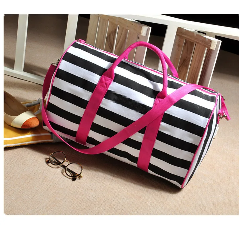 Women Canvas Handbags Cross Body Bag Messenger Bags Stripe Beach Bag Travel Bags