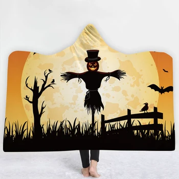 

SOFTBATFY Happy Halloween Hooded Blanket Fleece Throw Blanket Dropshipping