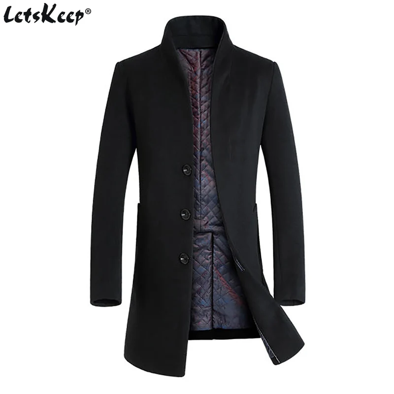 Winter Mens Casual Trench Outwear Lapel Collar Thicken Lined Warm Slim Overcoat