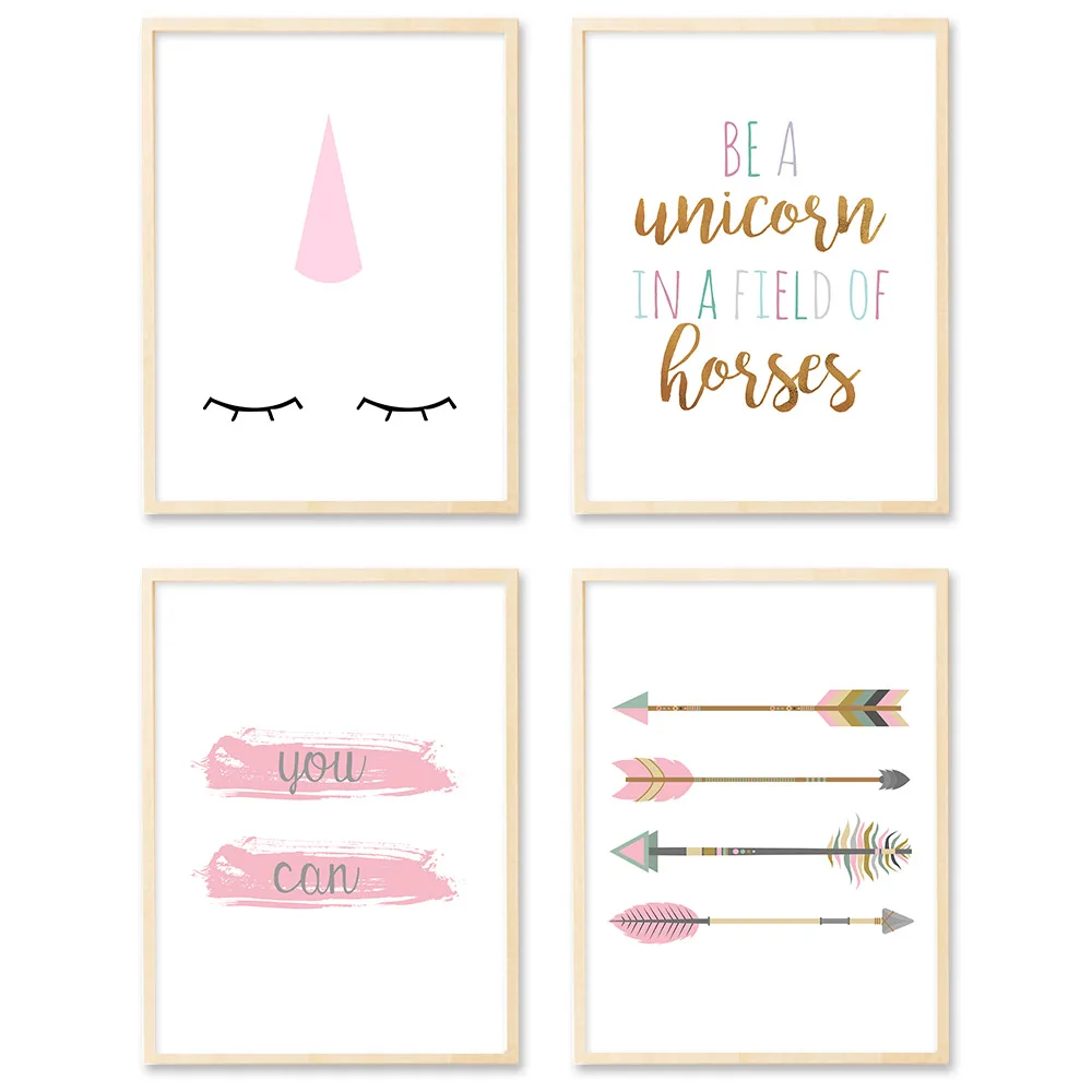Be a Unicorn in the Field of Horses Childrens Nursery Room Art Poster Wall