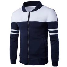 2020 abrigo de primavera para hombres y prendas de vestir exteriores ropa deportiva de retales a rayas para hombre abrigo ajustado de cuello alto chaqueta de lana Casual sudadera