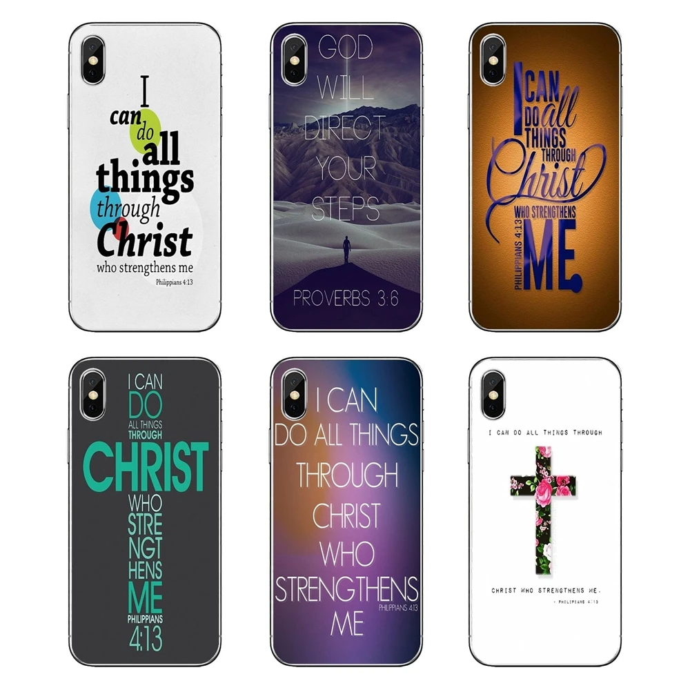 Для iPod Touch iPhone 4 4S 5 5S 5C SE 6 S 7 8 X XR XS Plus MAX Bible Verse я могу сделать все вещи мягкие