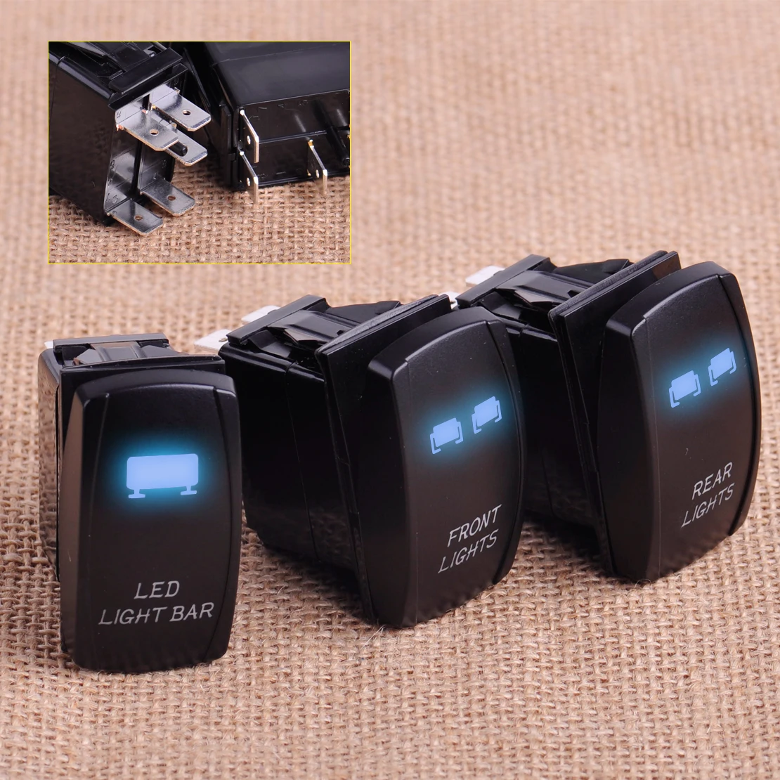 

CITALL 3Pcs Car Boat Truck Bar Laser Rocker Front & Rear LED Light Backlit Rocker Switch On-Off for Mercedes Audi VW Mazda Kia