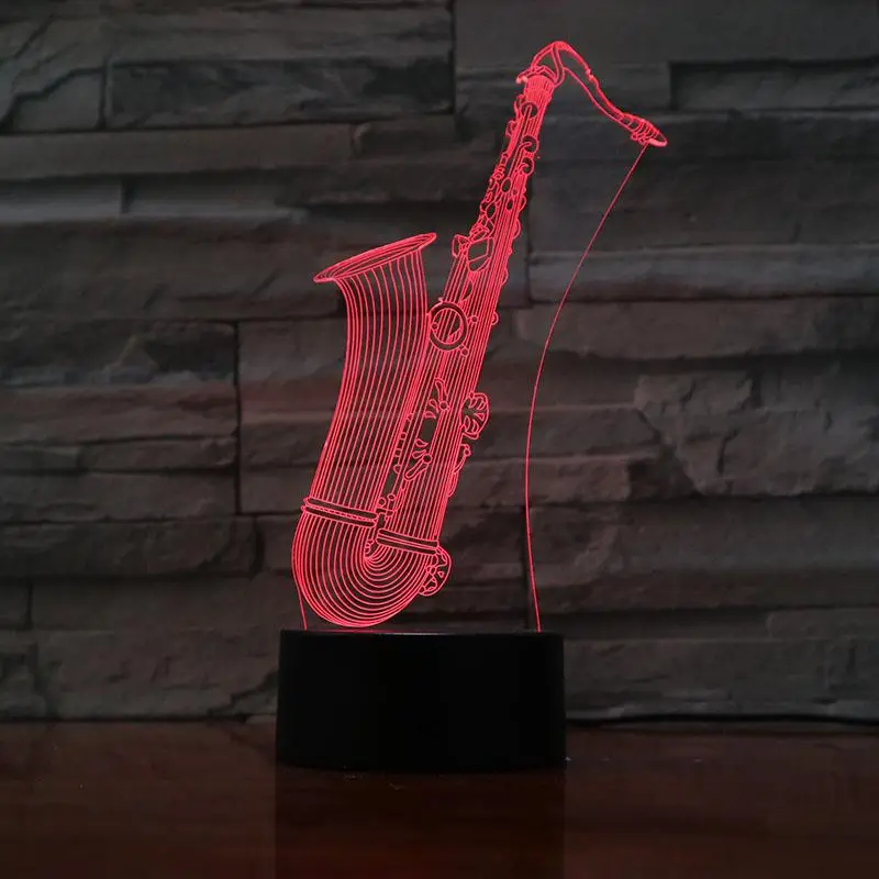 Саксофоны Usb светодиодный 3d-ночник многоцветный RGB обувь для мальчиков детские подарки музыкальный инструмент атмосферная настольная лампа прикроватной тумбочке неон - Испускаемый цвет: 2