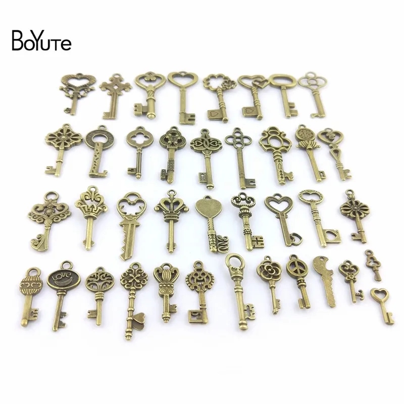 BoYuTe Mix 40 Styles Diy Vintage Jewelry Accessories Factory Wholesale Metal Alloy Key Pendant Charms (4)