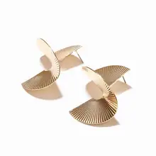 KobitAce moda creativa simple 3D rotación raya ventilador Pendientes de aro para mujer 2018 ruli Pendientes de espiral hiperbole(China)