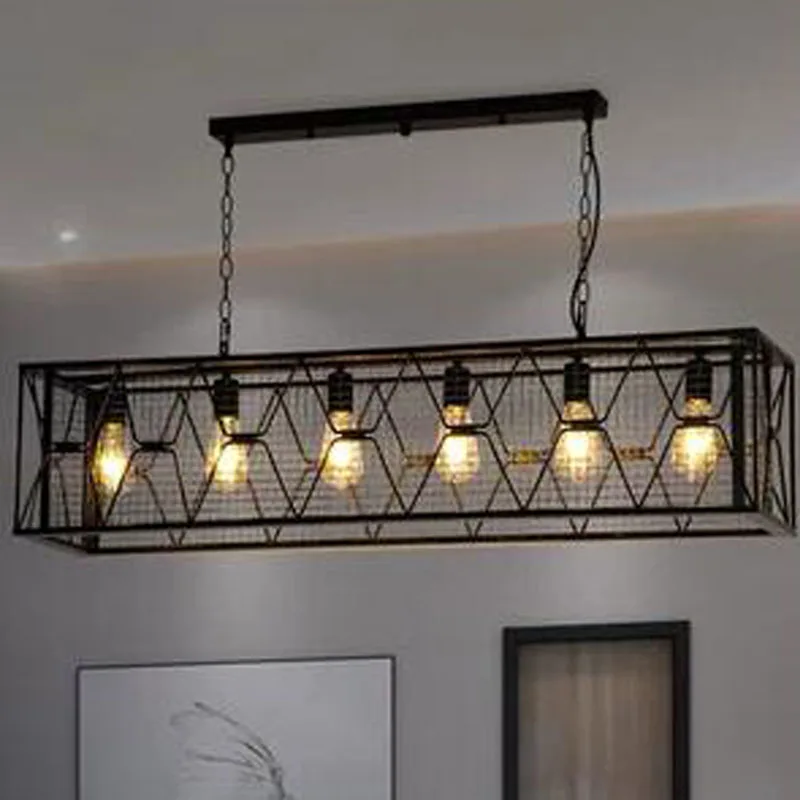 

L Vintage wrought iron industrial wind chandelier bar cafe creative personality nostalgic art loft restaurant bar chandelier led
