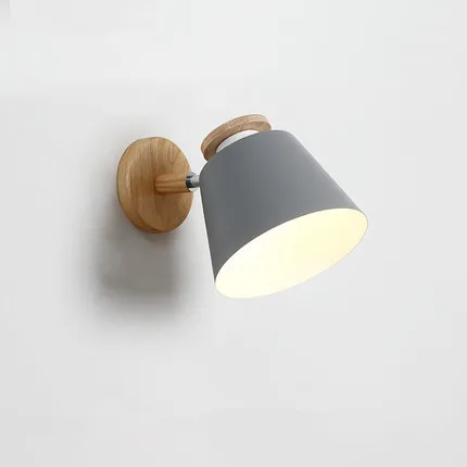 Скандинавский регулируемый светодиодный настенный светильник для спальни, деревянный E27 настенный светильник для чтения, настенный металлический прикроватный светильник