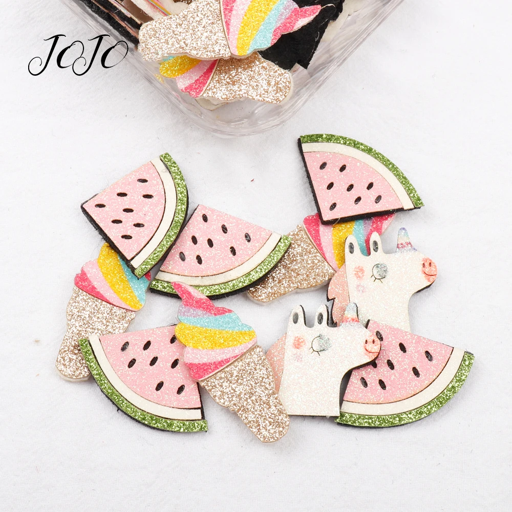 

JOJO BOWS 10pcs Glitter Felt Patches Shiny Unicorn Sweet Tube Watermelon Accessory DIY Craft Supplies Apparel Sewing Material