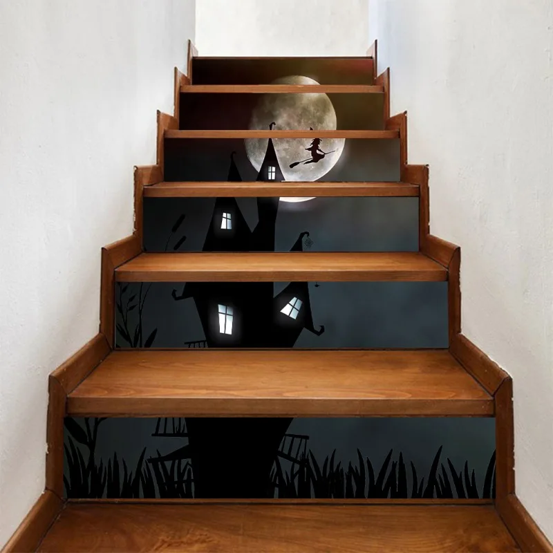 6 шт./компл. самоклеющиеся glomy house witch Pumpkin Stair стикер съемный стикер лестницы Водонепроницаемая Наклейка на стену праздничный Декор