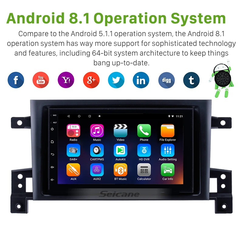 Sale Seicane 7 Inch Android 7.1/ 8.1 Car GPS Navigation Radio Multimedia player For 2005-2015 SUZUKI GRAND VITARA With 1GB RAM 2