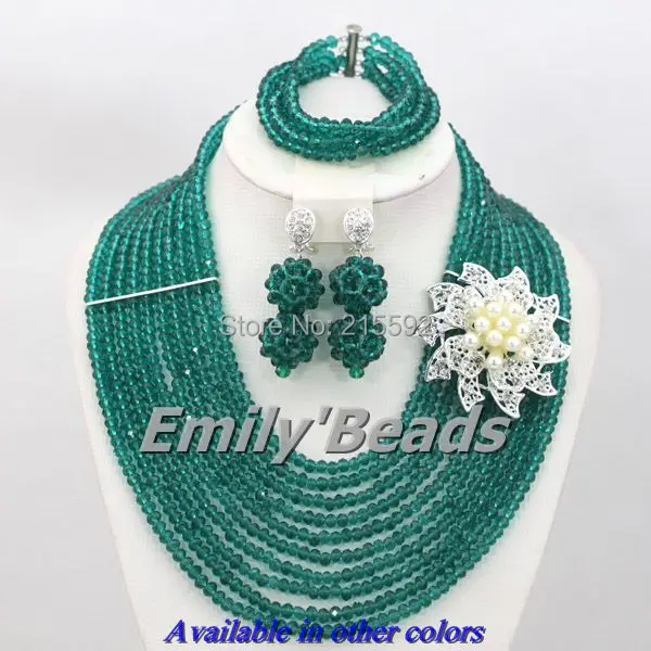 10 Layers African Costume Jewelry Set Teal Green Wedding Crystal Beads Big Promotion Free Shipping AES784 | Украшения и