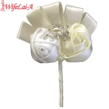 Прибытие слоновой кости белые алмазные свадебные корсажи бутоньерка для жениха Бутоньерка Свадебные цветы бутоньерка брошь цветок