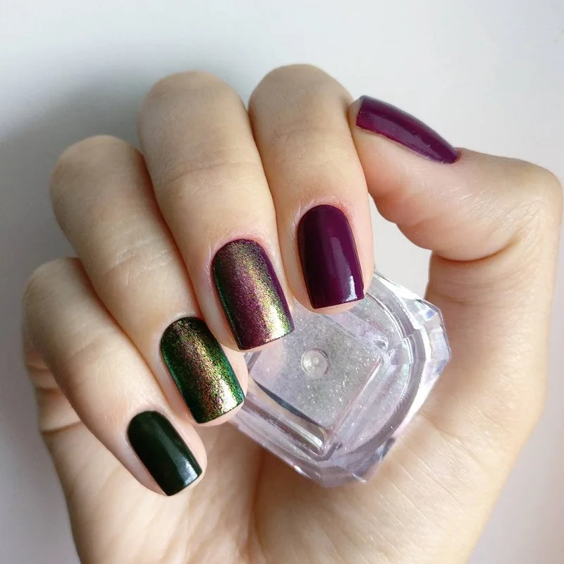 1 caja 0,2g láser uñas brillo Pavo Real holográfico espejo polvo láser polvo uñas arte cromo pigmento en polvo DIY decoraciones 1 caja 0,2g láser uñas brillo Pavo Real holográfico espejo polvo láser polvo uñas arte cromo pigmento en polvo DIY decoraciones