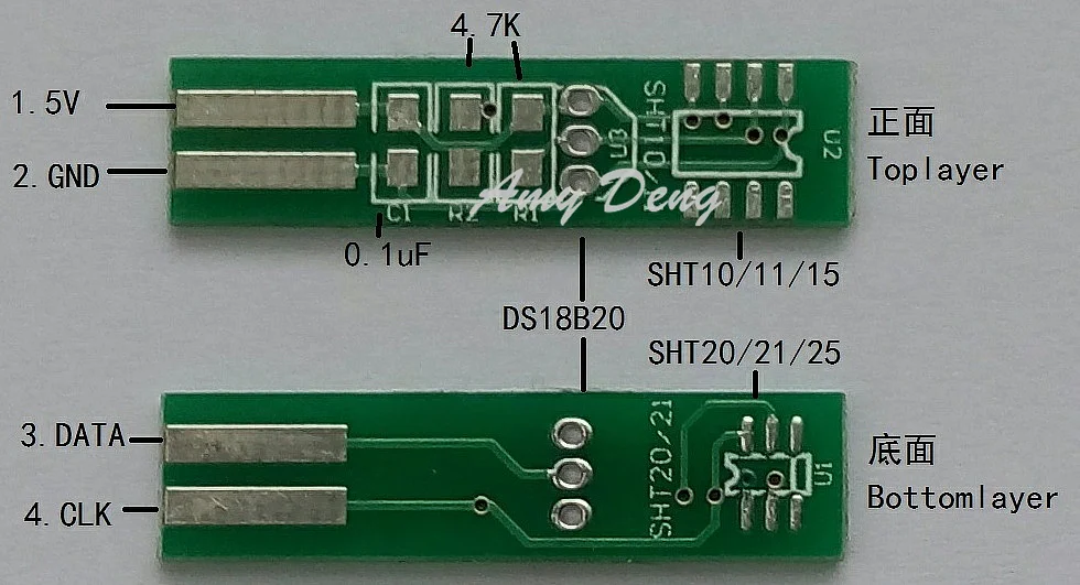 Температура и сенсоров влажности SHT10/11, SHT20/21/25, DS18B20, в одном стиле «Три в одном», печатная плата, Сварки доска