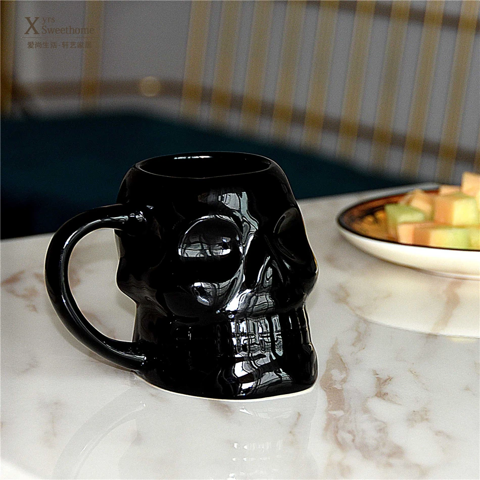 Halloween skull mug black personality beer glass cup punk wind mug terrify themes