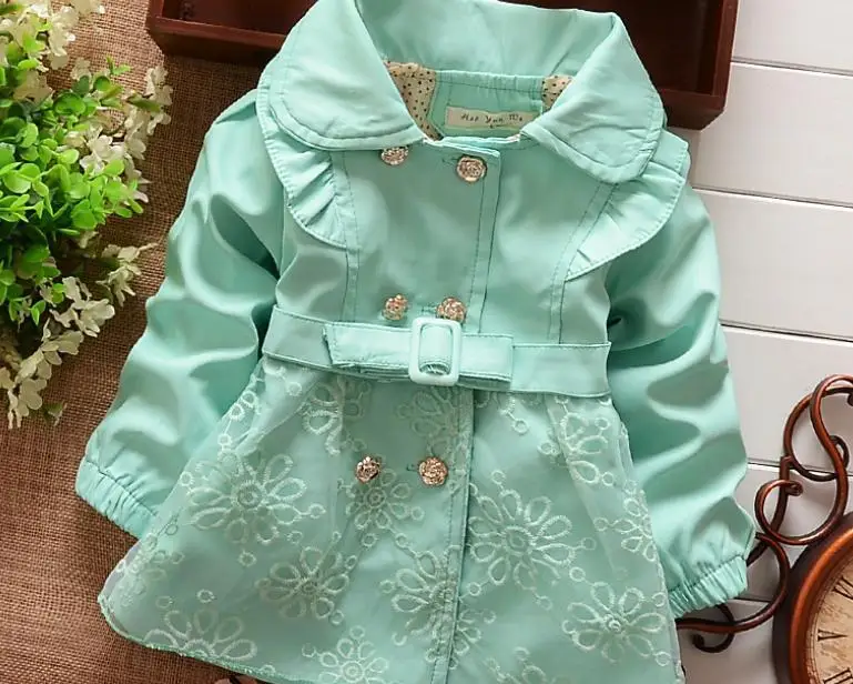 

(1piece /lot) 100% cotton 2014 new flower green Windbreaker kids