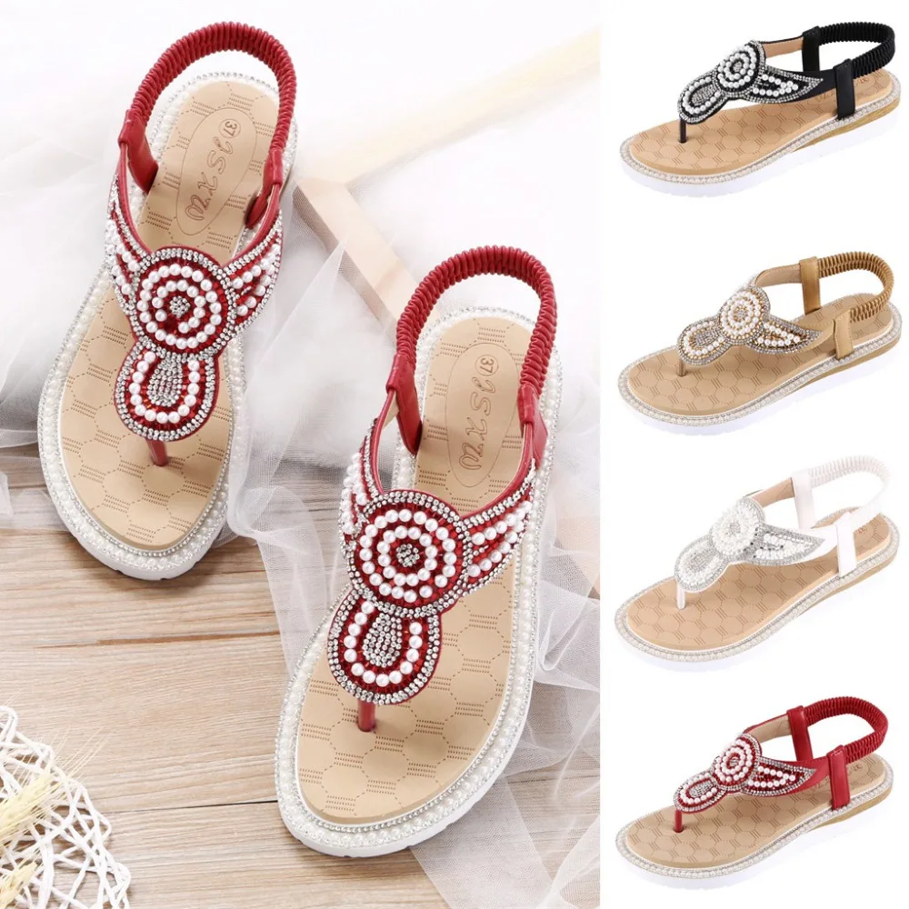 2019 Women's hollow sandals summer pinch flat plus size ladies shoes platform sandals non-slip gladiator sandals slippers 40J2 (1)