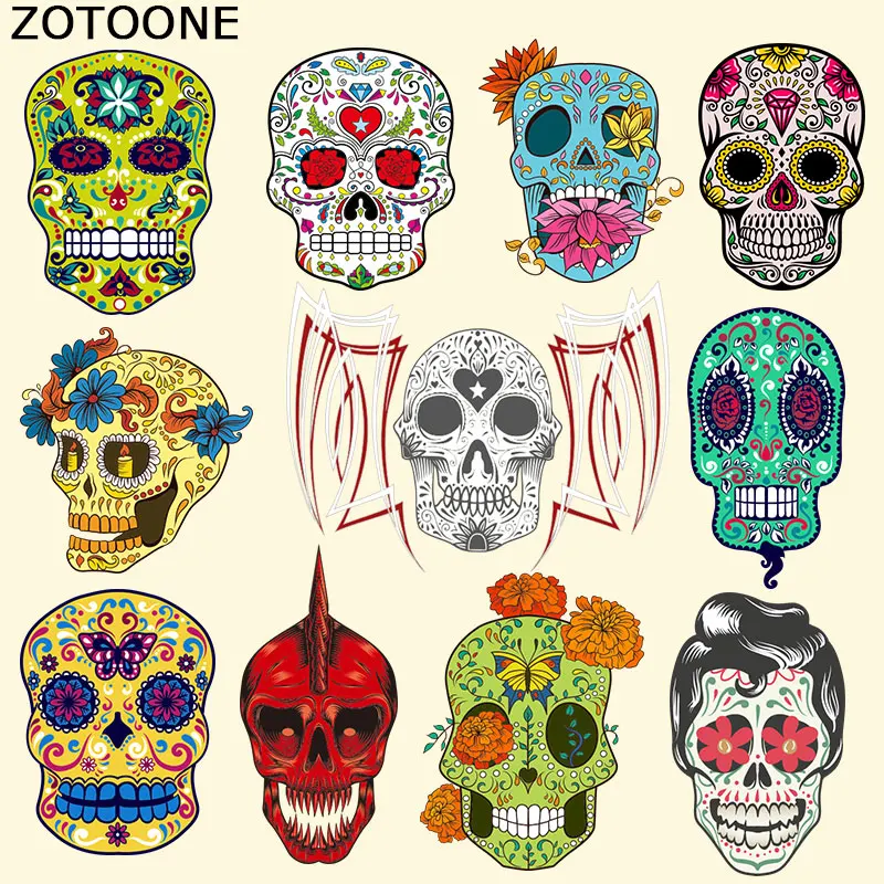 Zotoone West Coast Style Skull Iron On Patches For Clothes