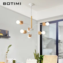 Современный светодиодный светильник BOTIMI для гостиной, деревянные люстры, деревянные люстры, подвесные светильники для столовой, белые кухонные светильники