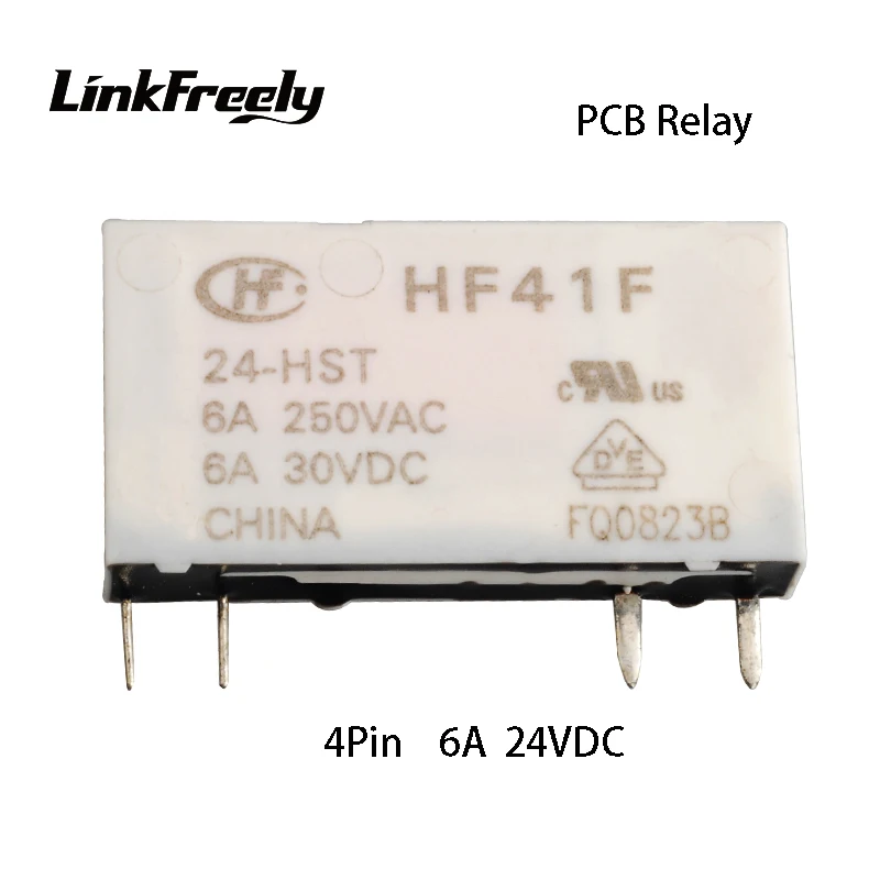 Силовое реле с креплением микропечатной платы HF41F 24 В 6 А 4 контактный Модуль