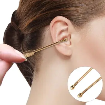 

1pc Portable Stainless Steel Earpicks Non-Slip Handle Metal Wax Remover Curette Ear Cleaner Spoon Ears Care Tools