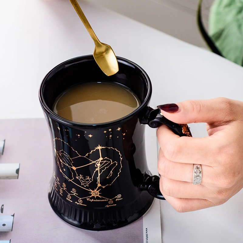 Roman Column 12 Constellation Cup with Spoon Delicate Gift Box Ceramic Couple Water Cup Coffee Cup Ins Mark Cup