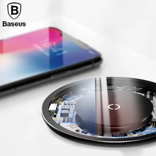 Baseus 10 Вт Qi Беспроводное зарядное устройство для iPhone X/8 Видимый быстро Беспроводной зарядки для samsung Galaxy S9/S9+ S8 Note 8 Xiaomi huawei