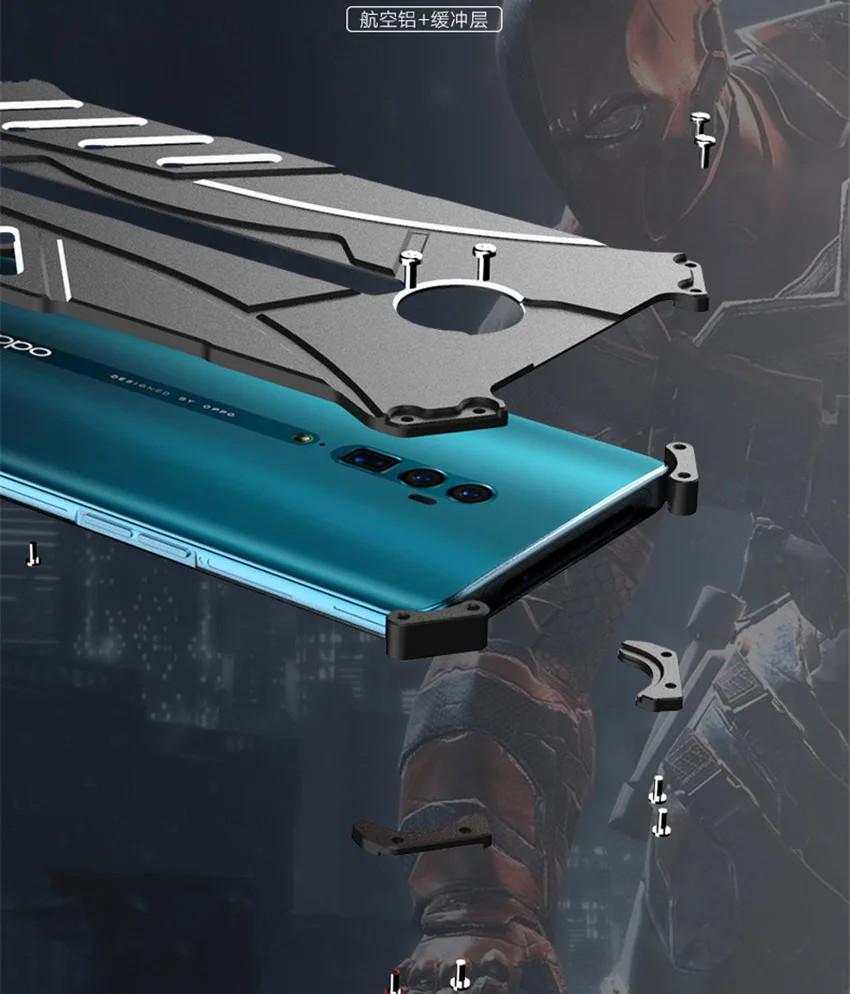 For OPPO Reno Case R-JUST Batman Luxury Aluminium Metal Case For OPPO Reno Phone Cover Coque  (2)
