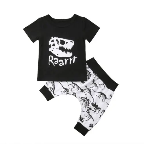 

2018 Fashion Toddler Kids Baby Boys Clothes Cotton Tops T-shirt Dinosaur Halen Pants Leggings Outfits Clothing
