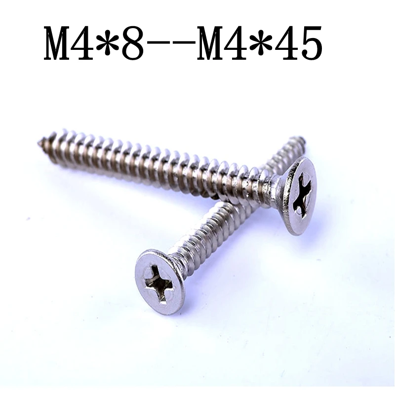 10pcs Stainless steel cross countersunk head tapping screw M4 screw M4