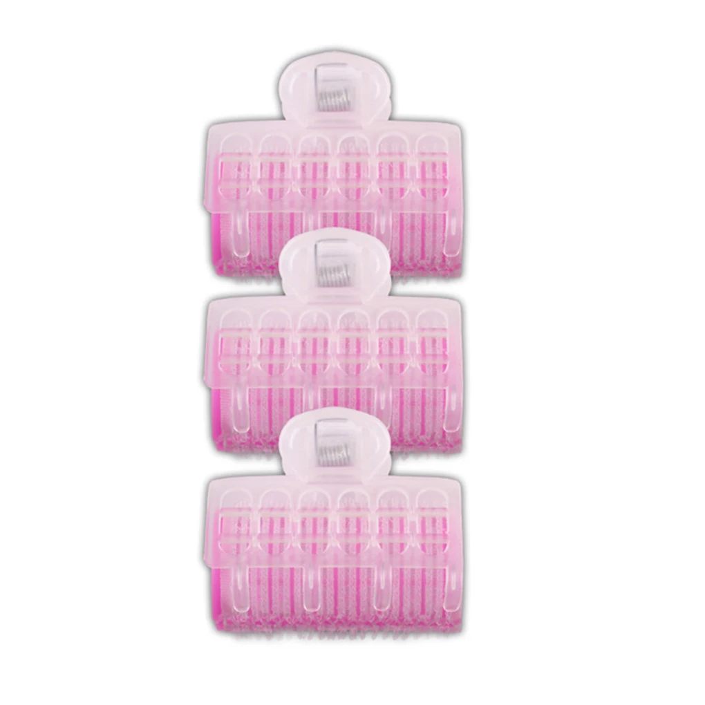 3 шт. для женщин и девочек, розовые волнистые щипцы для завивки волос, самозахватывающие салонные PP пластиковые парикмахерские бигуди большого размера