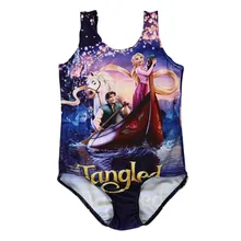 Новинка 0006 года для девочек лето мультфильм Красивые Рапунцель принцессы 3D печать цельный купальный костюм детский купальный костюм