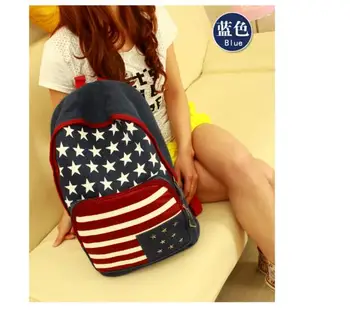 

new Hot sales! New American Flag Retro Women's Canvas Travel Rucksack School Bag Casual Backpack