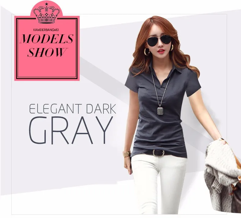Summer Polo Shirt Women 2016 New Short Sleeve Solid Slim Polos Mujer Shirts Tops Fashion Plus Size Polo Femme 5 Color A192